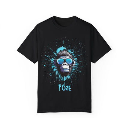 Poze Graphic T-Shirt Relaxed Fit Comfort Colors Tee Cool Haitian Monkey Design Shirt Unisex Garment-Dyed T-shirt - CreoleSizzle