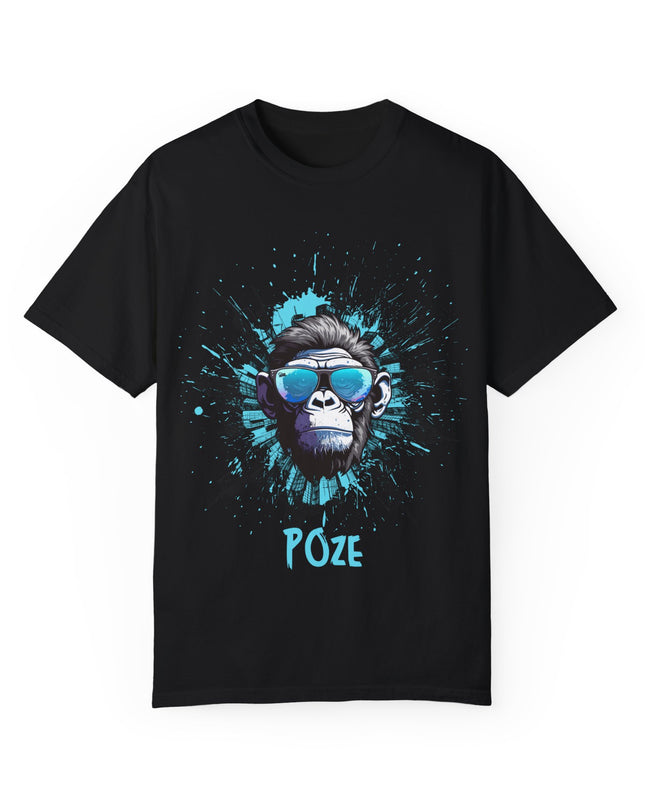 Poze Graphic T-Shirt Relaxed Fit Comfort Colors Tee Cool Haitian Monkey Design Shirt Unisex Garment-Dyed T-shirt - CreoleSizzle