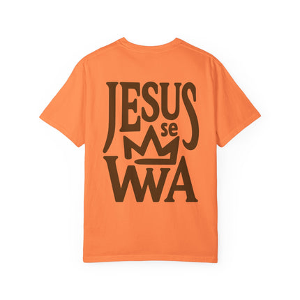 Jezi se Wa Jesus is King Unisex Garment-Dyed T-Shirt Haitian Faith & Culture Series, Vintage Style Tee Haitian Street Vibes Graphic on Back