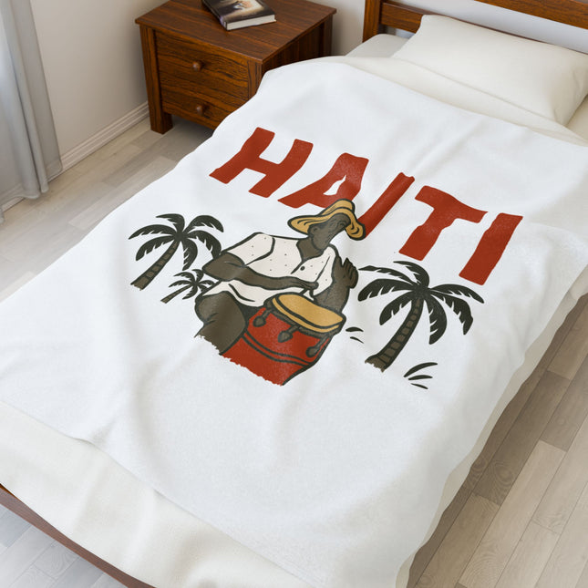 Haiti Agricultural Roots Plush Blanket Tropical Heritage Design Honoring the Land & People - CreoleSizzle