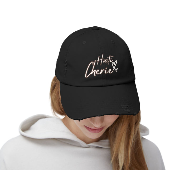Haiti Cherie Distressed Cotton Hat – Celebrate Haitian Pride in Style - CreoleSizzle