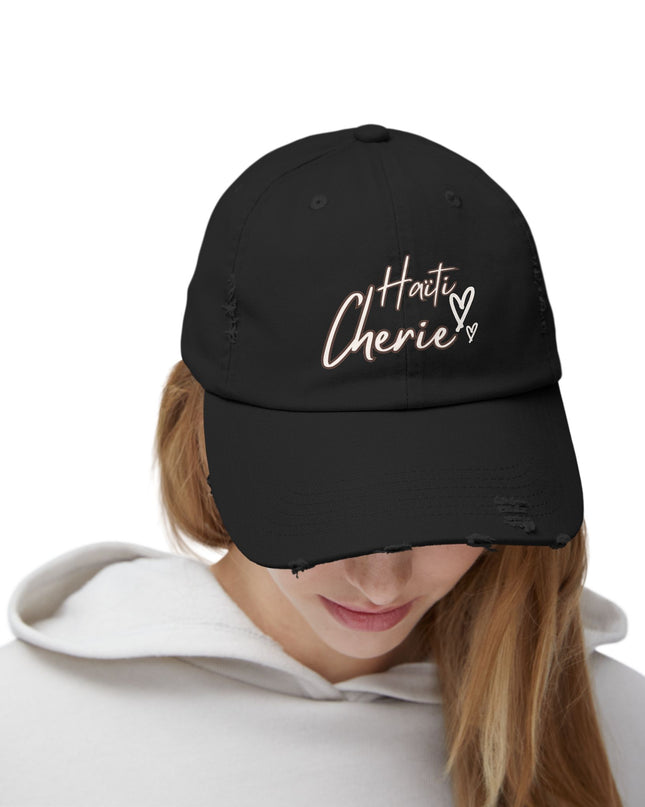 Haiti Cherie Distressed Cotton Hat – Celebrate Haitian Pride in Style - CreoleSizzle