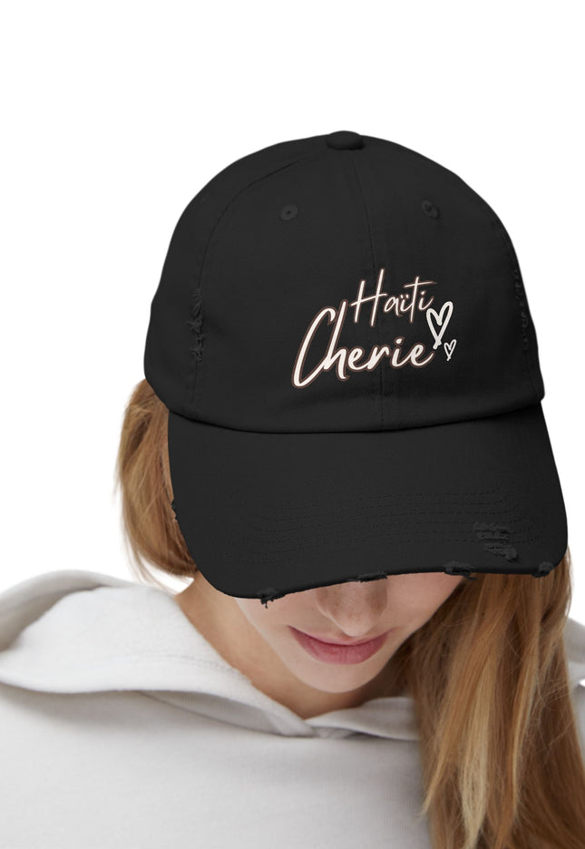 Haiti Cherie Distressed Cotton Hat – Celebrate Haitian Pride in Style - CreoleSizzle