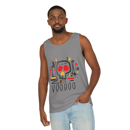Vodou Inspired Skull Graphic Tank Top Unisex Festival Shirt Spiritual Tribal Design Halloween & Summer Celebration Wear