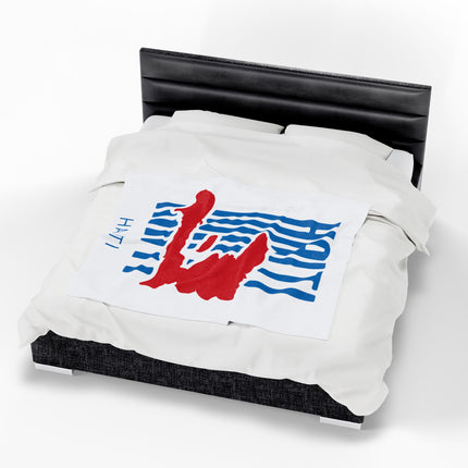 Haiti Identity Mark Velveteen Plush Blanket Modern Minimalist Diaspora Pride Design - CreoleSizzle