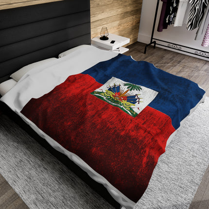 Haitian Flag Bed Sheet Velveteen Plush Blanket - CreoleSizzle