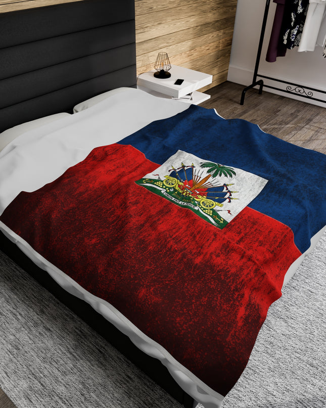 Haitian Flag Bed Sheet Velveteen Plush Blanket - CreoleSizzle