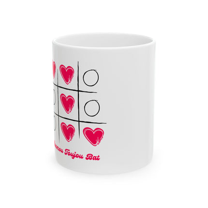 Lanmou Toujou Bat Haitian Tic-Tac-Toe Mug – Romantic Valentine's Day GiftCeramic Mug, (11oz, 15oz) - CreoleSizzle