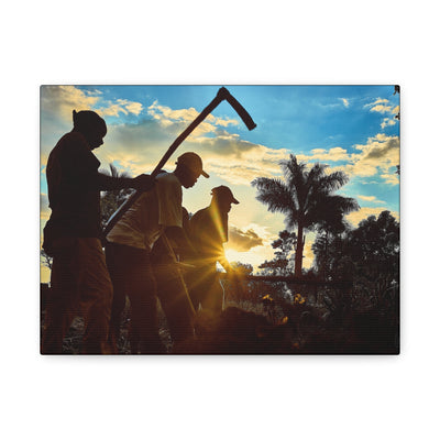 Canvas Print, Konbit Haitian Tradition Artwork, Nostalgic Home Decor, Farmers Working Together, Harvest Inspiration, Rich Land of Haiti, - CreoleSizzle