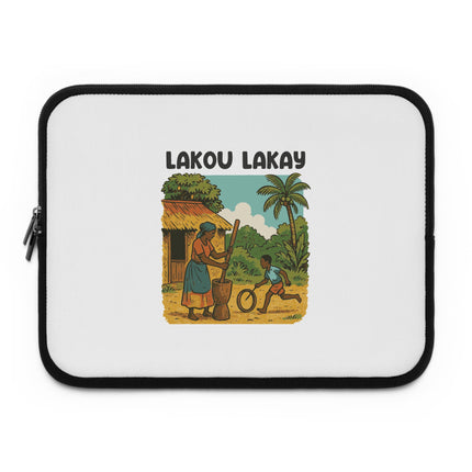 Lakou Lakay Haitian Village Scene Heritage Laptop Sleeve Limited Cultural Memory - CreoleSizzle