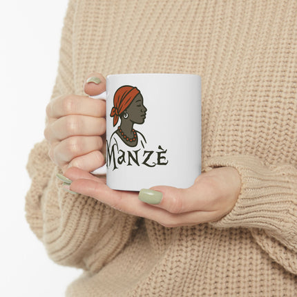 Manzè The Power of Womanhood Premium Mug Haitian Feminine Strength and Cultural Pride - CreoleSizzle