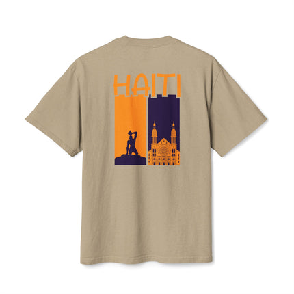The Dual Soul of Haiti Negre Marron & Cathedral Graphic Tee Heritage Pride Collection Unisex Heavy Faded T-Shirt Haitian Street Vibes Graphic on Back