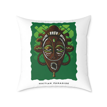 Haitian Paradise Ancestral Mask Pillow Limited Spirit Edition Afro-Caribbean Decor - CreoleSizzle