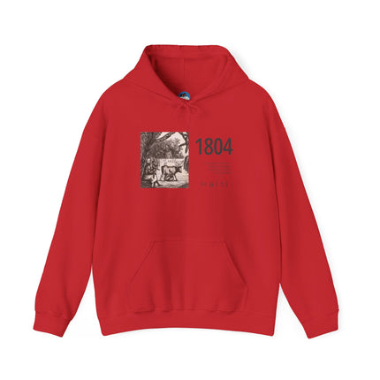 1804 Independence Heritage Hoodie Haiti History & Freedom Tribute Vintage Sketch Unisex Casual Hoodie