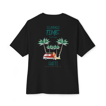 Summer Time Haiti Tropical Tap-Tap Oversized Tee Caribbean Vibes Collection Unisex Relaxed Fit Haitian Street Vibes Graphic on Back
