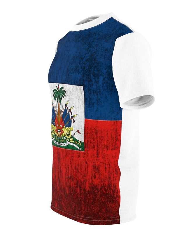 Haitian Flag T-Shirt – Premium Lightweight Tee – Haitian Pride All-Over Print Shirt Unisex Cut & Sew Tee (AOP) - CreoleSizzle