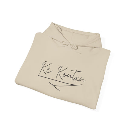 Kè Kontan Hoodie “Happy Heart” Creole Script Haitian Joy-Inspired Unisex Sweatshirt, Cozy Streetwear & Cultural Pride Gift