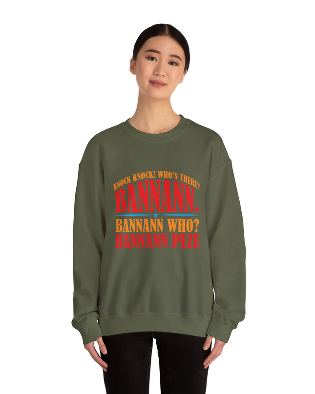 Bannann Peze Crewneck Sweatshirt  A Playful Nod to Haitian Humor and Flavor - CreoleSizzle