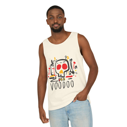 Vodou Inspired Skull Graphic Tank Top Unisex Festival Shirt Spiritual Tribal Design Halloween & Summer Celebration Wear