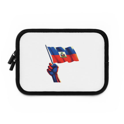 Haitian Flag Fist Premium Laptop Sleeve Symbol of Resistance Identity and Pride - CreoleSizzle
