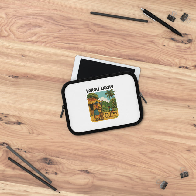 Lakou Lakay Haitian Village Scene Heritage Laptop Sleeve Limited Cultural Memory - CreoleSizzle