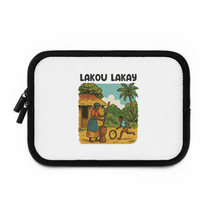 Lakou Lakay Haitian Village Scene Heritage Laptop Sleeve Limited Cultural Memory - CreoleSizzle