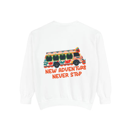 New Adventure Never Stop Tap-Tap Travel Sweatshirt Haitian Culture Series Unisex Premium Crewneck Haitian Street Vibes Graphic on Back