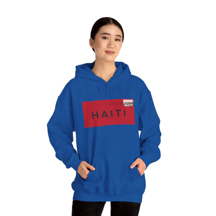 Haiti Stamp Bold Red & Black Seal of Origin Hoodie Haitian Diaspora Pride Series Unisex Hoodie,