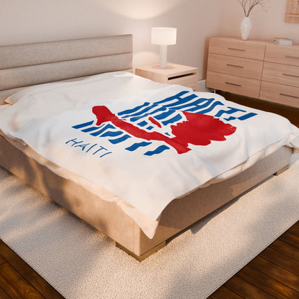 Haiti Identity Mark Velveteen Plush Blanket Modern Minimalist Diaspora Pride Design - CreoleSizzle