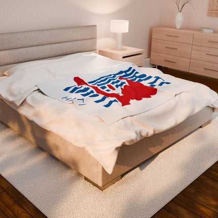 Haiti Identity Mark Velveteen Plush Blanket Modern Minimalist Diaspora Pride Design - CreoleSizzle