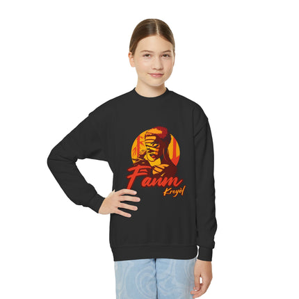 Retro Gamer Youth Crewneck Sweatshirt “Fanm Kreyòl” Graphic Fun Kids Gaming Apparel Cozy Lounge Pullover