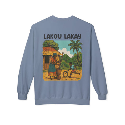 Lakou Lakay Creole Heritage Sweatshirt Haitian Nostalgia Series Unisex Premium Crewneck, Everyday Casual Wear