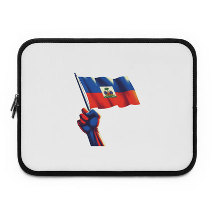 Haitian Flag Fist Premium Laptop Sleeve Symbol of Resistance Identity and Pride - CreoleSizzle