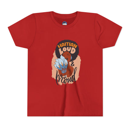 Haitian Loud & Proud Youth T-Shirt Cultural Pride Kids Tee Empowering Heritage Wear, Unique Gift for Kids, Casual Wear