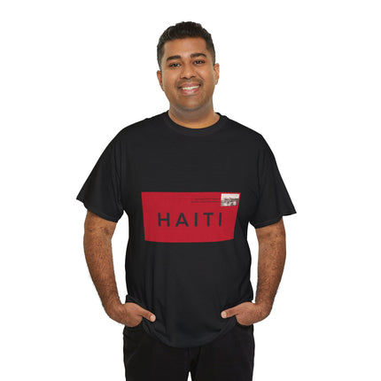 Haiti Postage Stamp Tee  Red & Black Seal of Origin Design Unisex Cultural Pride Shirt, Diaspora Connection & Streetwear Style