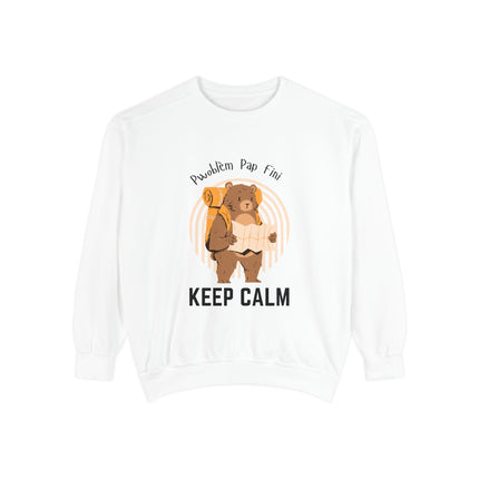 Pwoblem Pap Fini Keep Calm Sweatshirt – Haitian Creole Inspirational Sweater – Unisex Relaxed Fit Fleece - CreoleSizzle