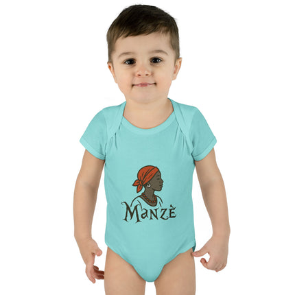 Manzè Infant Bodysuit Haitian Heritage Baby Onesie Empowering Creole Design Premium Infant Apparel