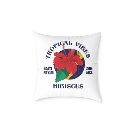 Tropical Vibes Hibiscus Pillow Limited Summer Drop Haiti Island Style - CreoleSizzle