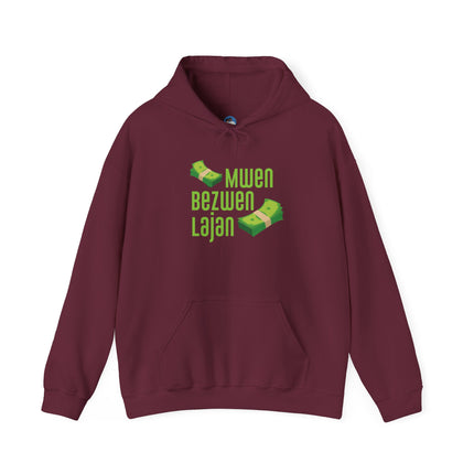 Mwen Bezwen Lajan Hoodie Haitian Hustle Streetwear Money Vibes Collection Unisex Heavy Blend™ Hooded Sweatshirt