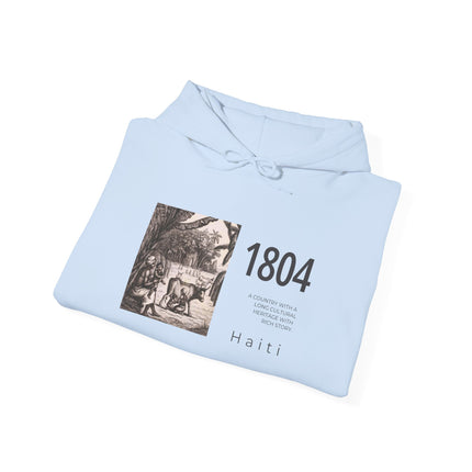 1804 Independence Heritage Hoodie Haiti History & Freedom Tribute Vintage Sketch Unisex Casual Hoodie