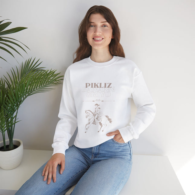 Pikliz Banann Griyo Haitian Cuisine Inspired Cultural Graphic Shirt Sweatshirt Haitian Creole Humor Cozy & Bold Design Bold Haitian Pride Shirt for Cultural Heritage - CreoleSizzle