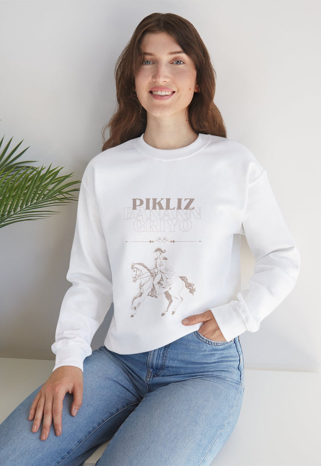 Pikliz Banann Griyo Haitian Cuisine Inspired Cultural Graphic Shirt Sweatshirt Haitian Creole Humor Cozy & Bold Design Bold Haitian Pride Shirt for Cultural Heritage - CreoleSizzle