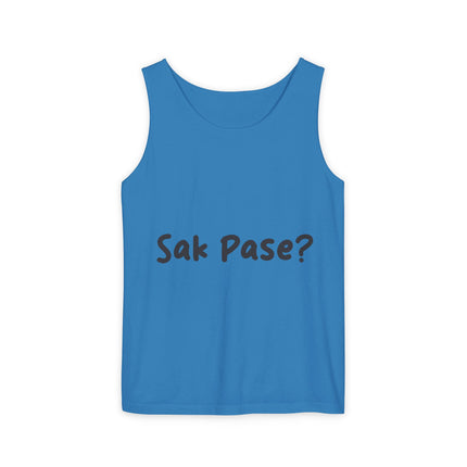 Sak Pasé? Tank Top Creole Heritage Collection Unisex Garment-Dyed Summer Essential, Gift for Friends, Outdoor Activities