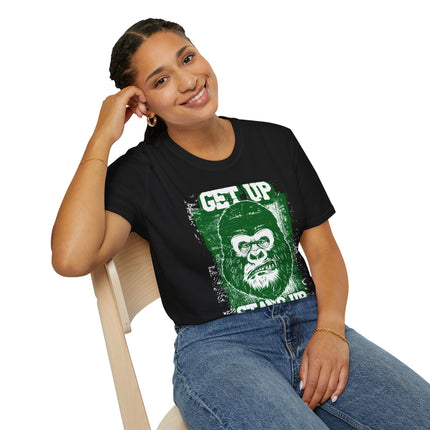 Get Up Stand Up Gorilla Graphic Tee, A bold reminder to rise, reset, and stand strong no matter what life throws at you.