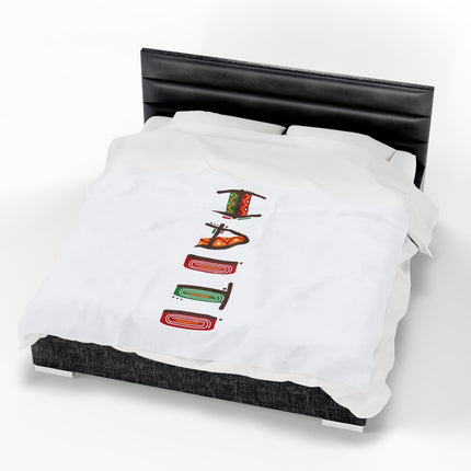 Vibrant Haiti Artistic Lettering Premium Plush Blanket Cultural Rhythm Island Pride - CreoleSizzle