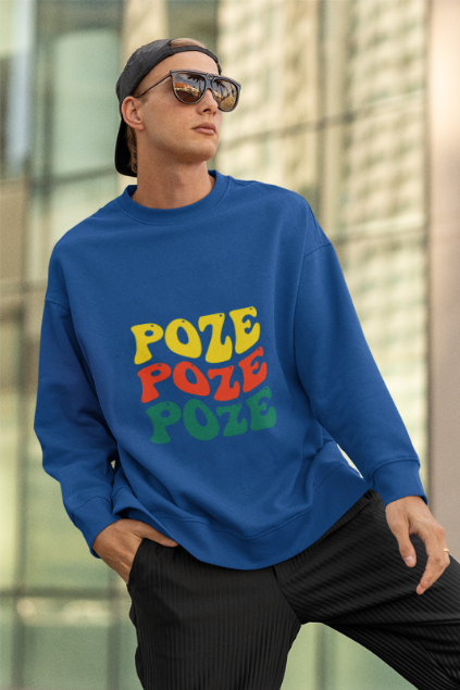 Relaxed Fit Poze Poze Poze Sweatshirt Embrace the Chill with Haitian Cultural Flair