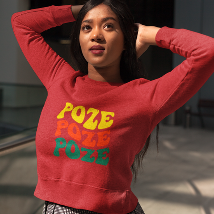 Relaxed Fit Poze Poze Poze Sweatshirt Embrace the Chill with Haitian Cultural Flair - CreoleSizzle