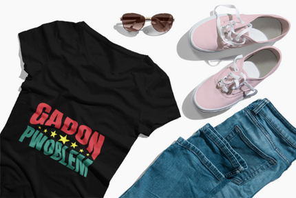 Premium Gadon Pwoblem Unisex T-Shirt Bold Haitian Expression Meets Iconic Style - CreoleSizzle