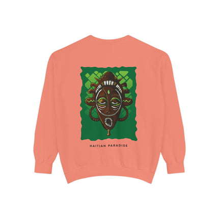 Haitian Paradise Guardian Sweatshirt Afro-Haitian Art-Inspired Design Unisex Cultural Streetwear, Cozy Layer for All Seasons
