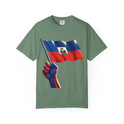 The Unbreakable Standard Haitian Flag Raised High T-Shirt Heritage Pride Collection Unisex Garment-Dyed T-Shirt,